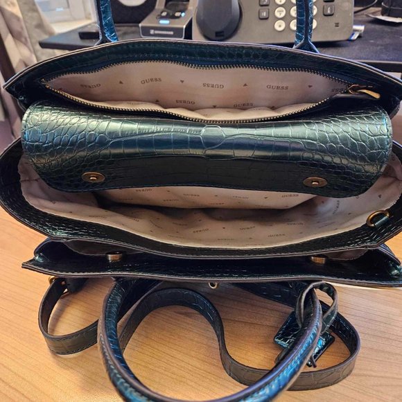 Guess Enisa Metallic Croc High Society Satchel